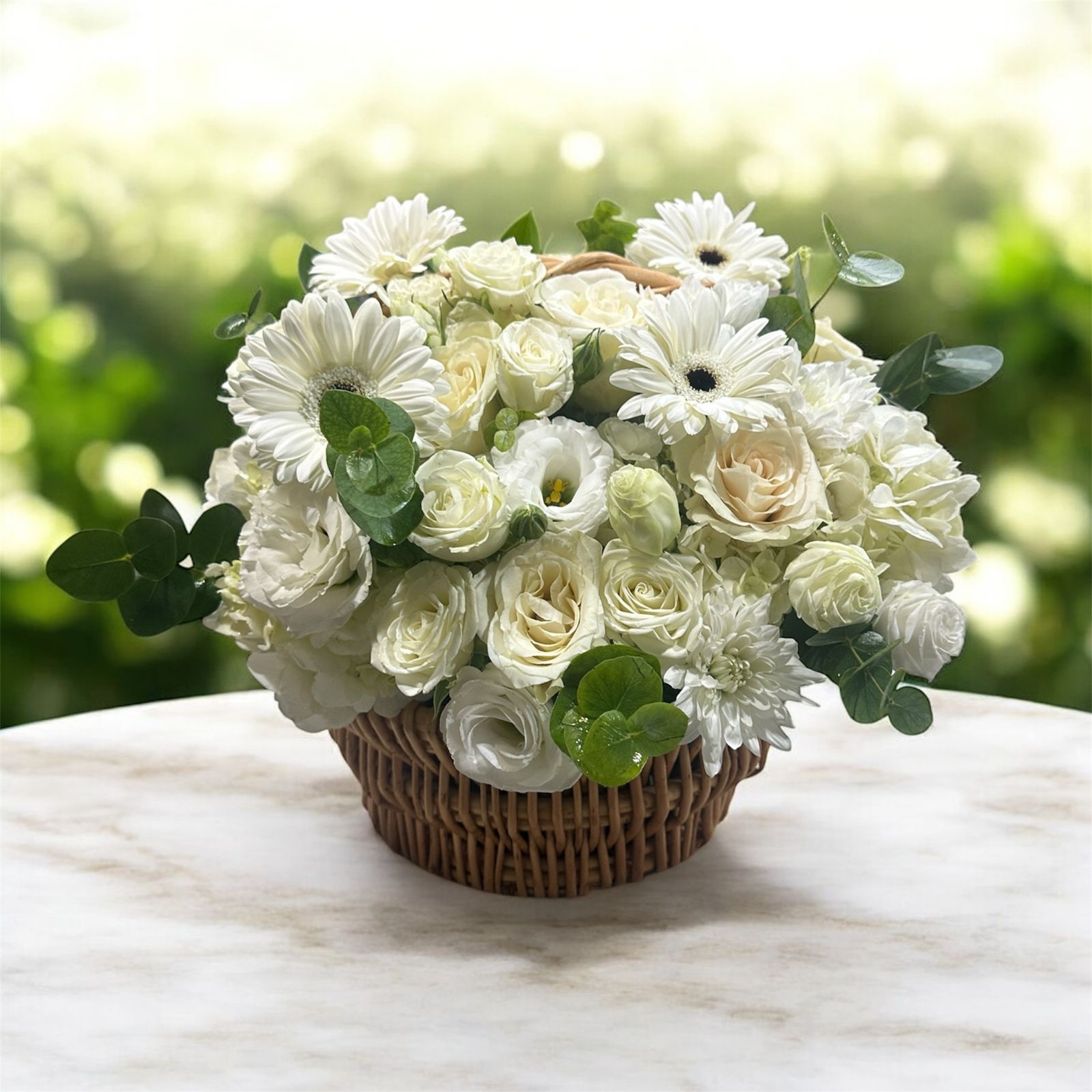 29a44ee2-b806-4159-b9a5-ecf09f0f1fa3-2 Elegant White Flower Basket Arrangement - Image 1