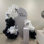 Black and White Birthday Balloon Setup