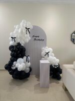 Black and White Birthday Balloon Setup