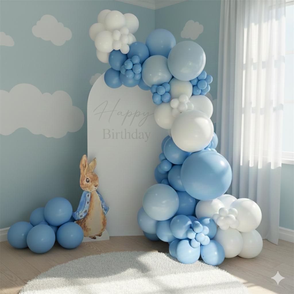 5c46e95b-abb0-4178-903c-3b2a61264cc9 Pastel Blue Balloon Birthday Decoration Setup - Image 1