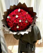 50 Red Roses Hand Bouquet - Image 4