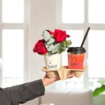 Red iced latte with red flowers combo