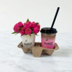pink iced latte with pink flowers combo