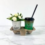 Green iced latte with white and green flowers combo