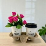 hot latte with pink flowers combo