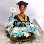 Graduation Flower Tray with Acrylic Money Box - Male