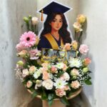 Luxury Graduation Flower Tray with Acrylic Money Box - Female