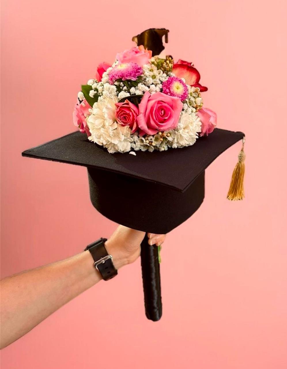 2026/05/1000049887.jpg graduation hat arrangement with fresh flowers - Image 1